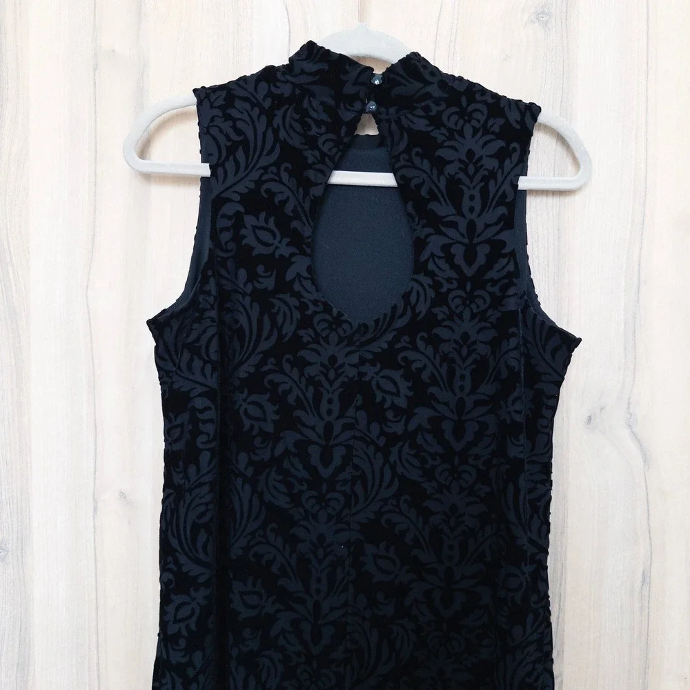 Ronni Nicole Women Velvet Dress Size 10 Black Mock Neck Holiday Party Whimsigoth